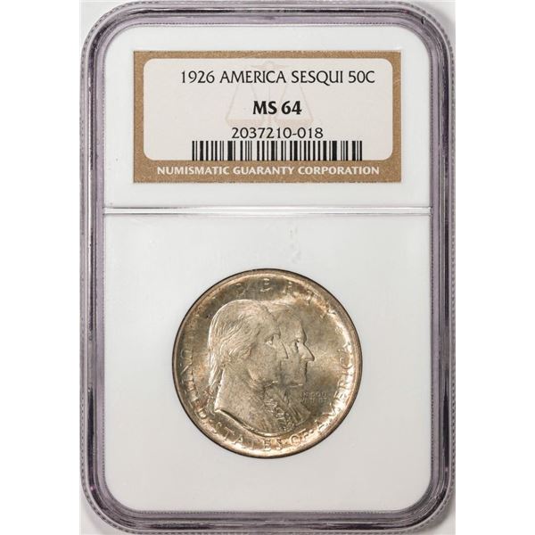 1926 America Sesquicentennial Commemorative Half Dollar Coin NGC MS64