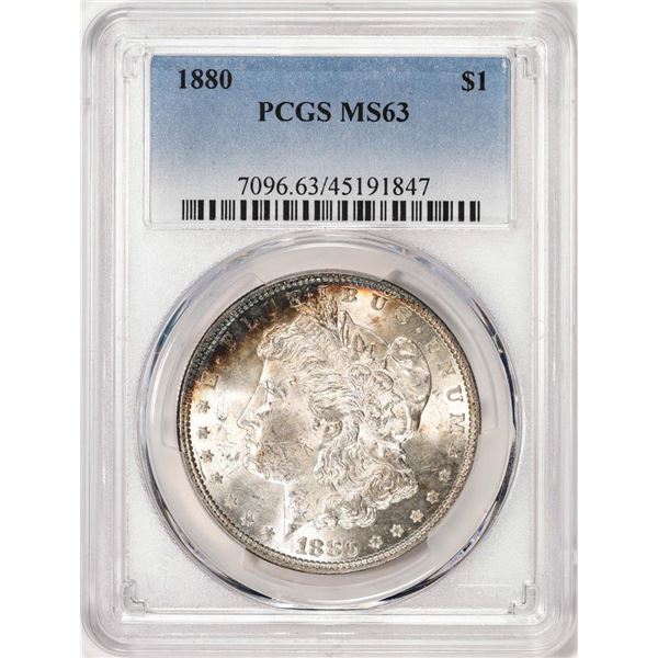 1880 $1 Morgan Silver Dollar Coin PCGS MS63 Great Toning