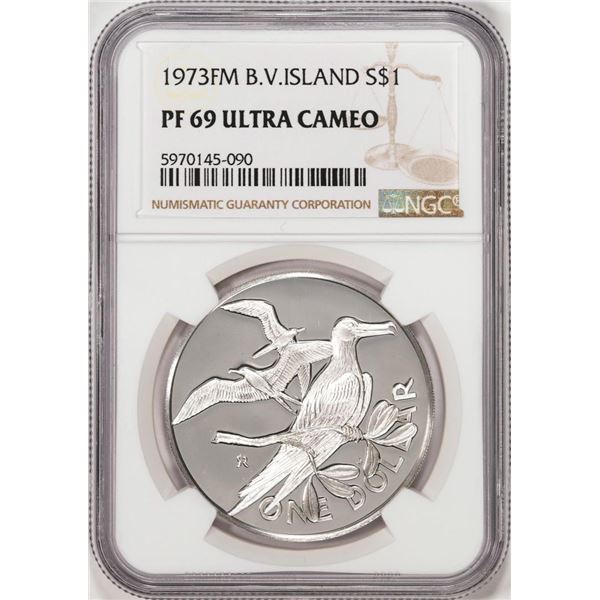 1973FM British Virgin Island $1 Proof Silver Dollar Coin NGC PF69 Ultra Cameo