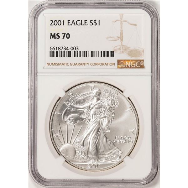 2001 $1 American Silver Eagle Coin NGC MS70