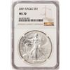 Image 1 : 2001 $1 American Silver Eagle Coin NGC MS70