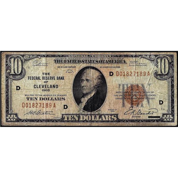 1929 $10 Federal Reserve Bank Note Cleveland