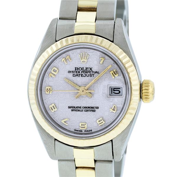 Rolex Ladies Two Tone Cream Jubilee Datejust Wristwatch