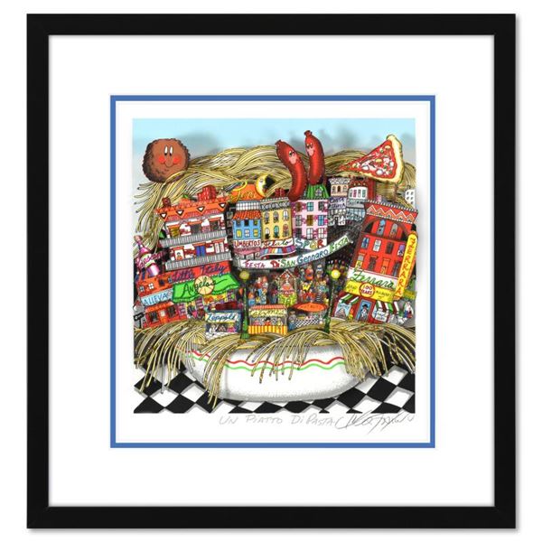 Charles Fazzino  Un Piatto Di Pasta (Blue)  Limited Edition Serigraph on Paper