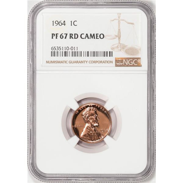 1964 Proof Lincoln Memorial Cent Coin NGC PF67RD Cameo