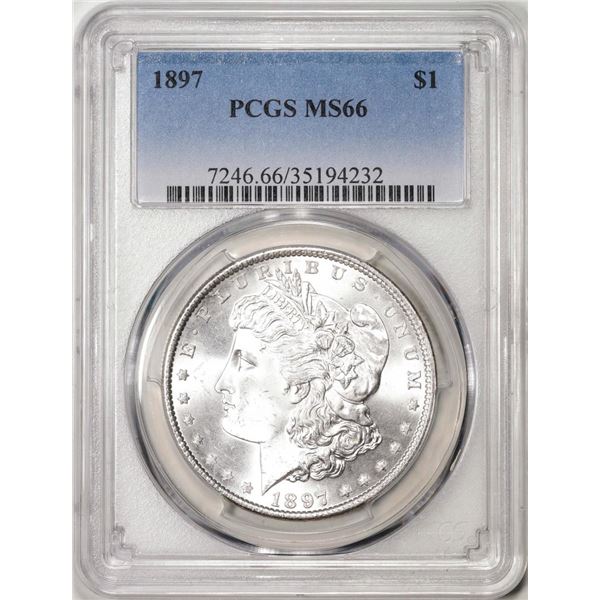 1897 $1 Morgan Silver Dollar Coin PCGS MS66