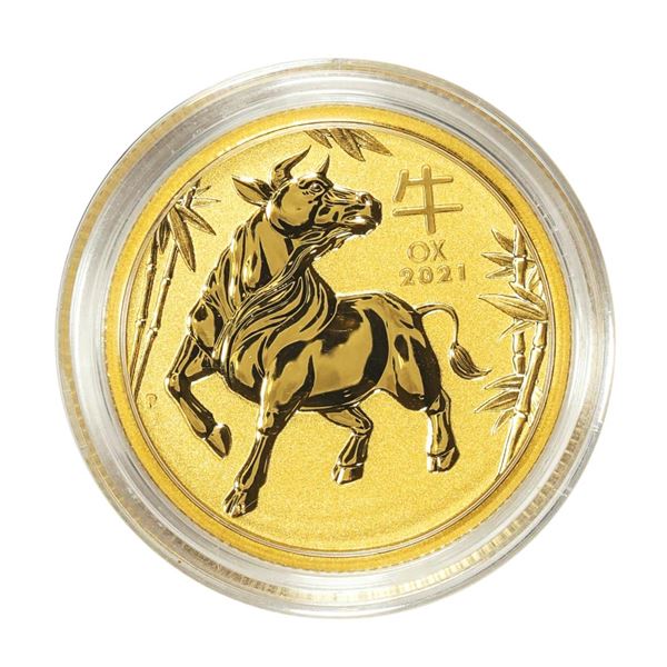 2021 $25 Australia Lunar Year of the Ox 1/4 oz. Gold Coin