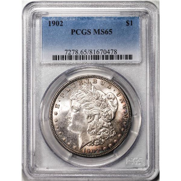 1902 $1 Morgan Silver Dollar Coin PCGS MS65 Nice Toning