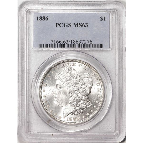 1886 $1 Morgan Silver Dollar Coin PCGS MS63