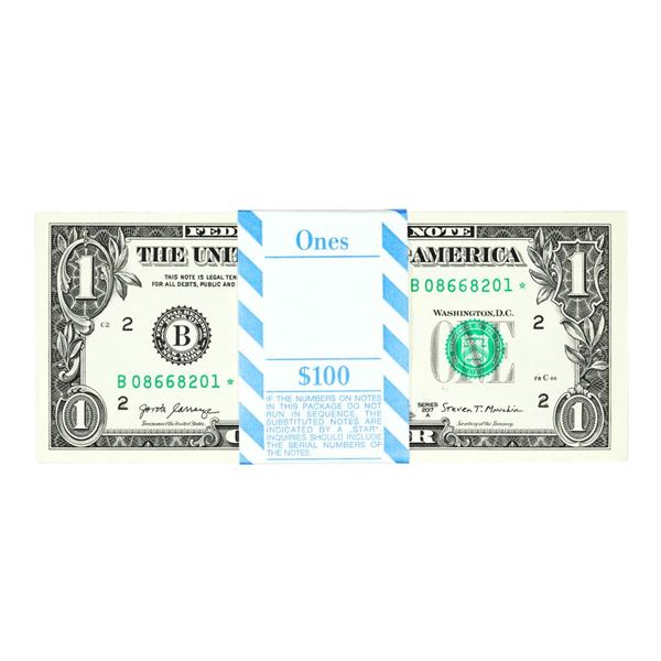 Pack of (100) Consecutive 2017A $1 Federal Reserve STAR Notes New York