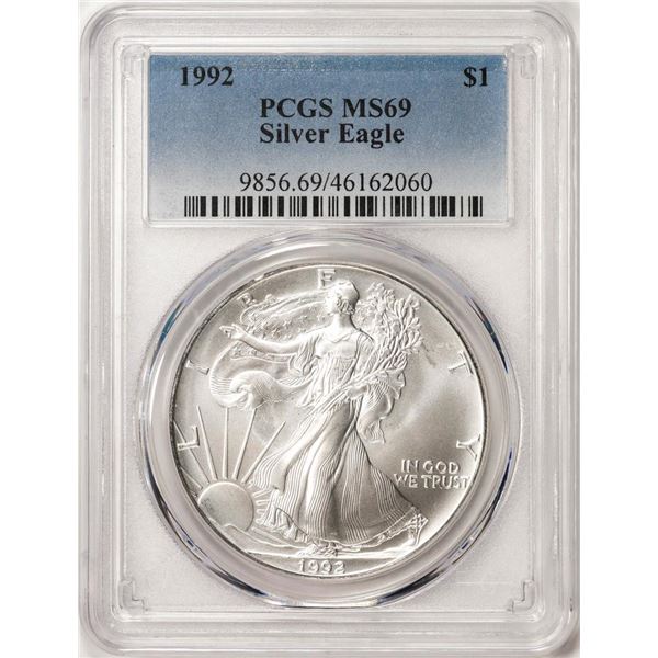 1992 $1 American Silver Eagle Coin PCGS MS69