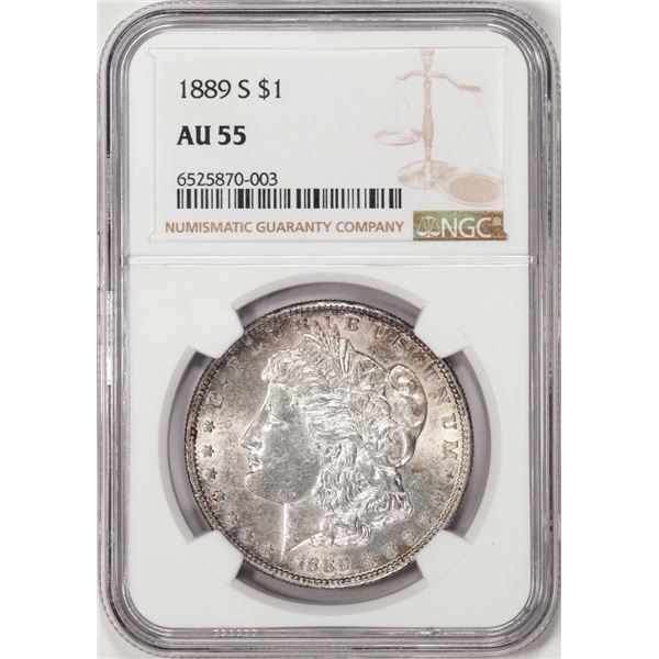 1889-S $1 Morgan Silver Dollar Coin NGC AU55