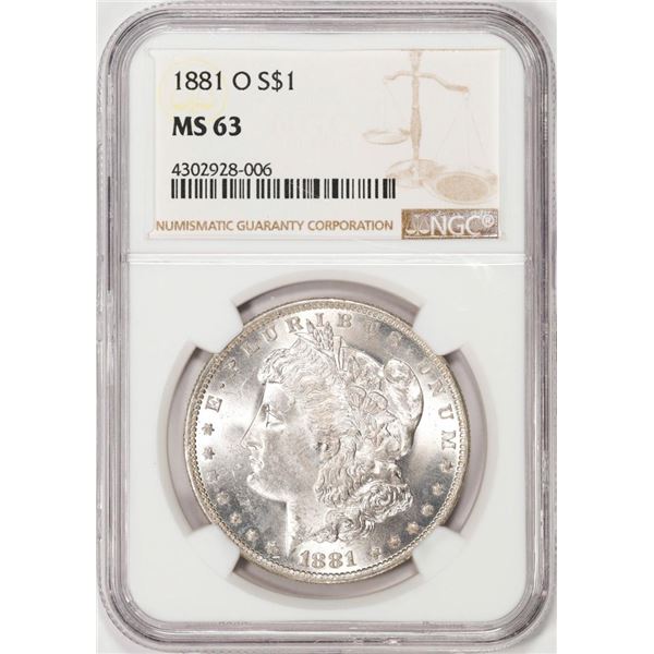 1881-O $1 Morgan Silver Dollar Coin NGC MS63