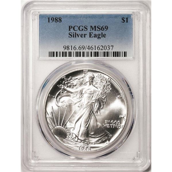 1988 $1 American Silver Eagle Coin PCGS MS69