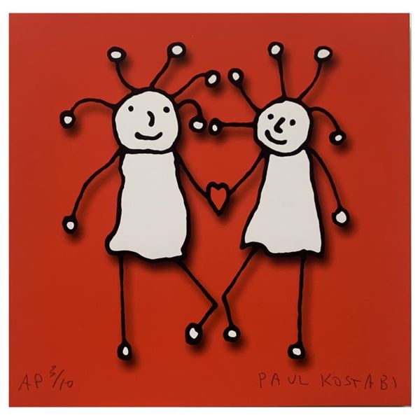 Paul Kostabi  Sprkl Love (Red)  Limited Edition Giclee On Paper