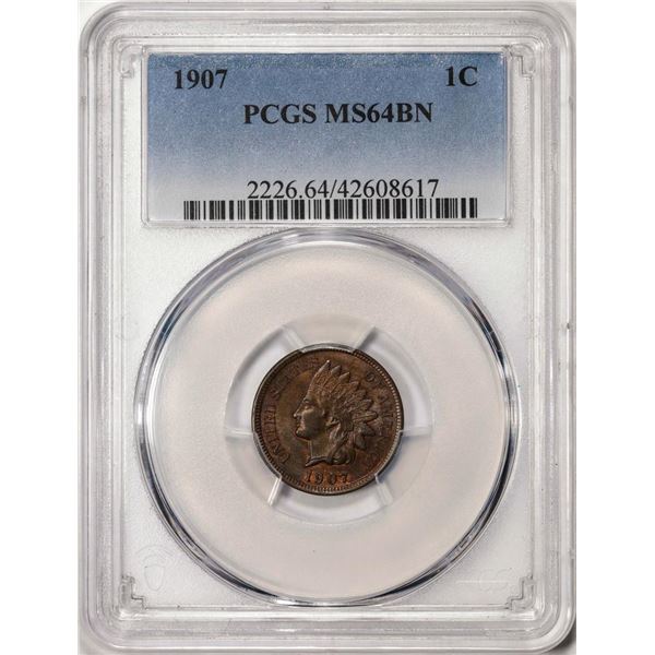 1907 Indian Head Cent Coin PCGS MS64BN