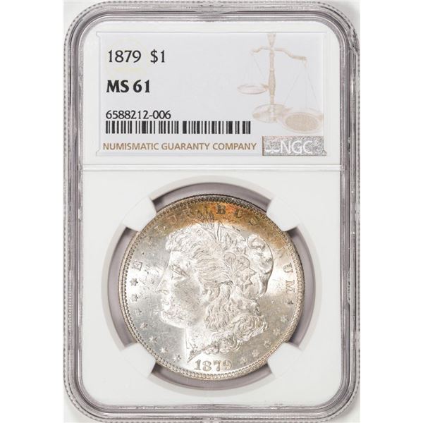 1879 $1 Morgan Silver Dollar Coin NGC MS61 Nice Toning