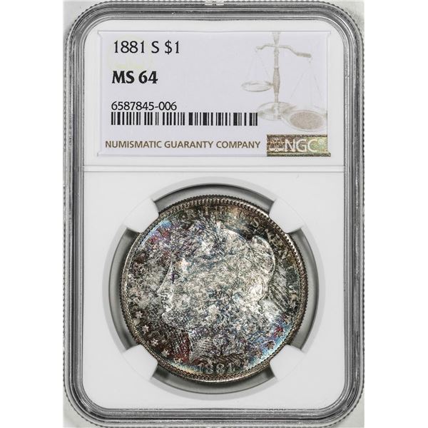 1881 $1 Morgan Silver Dollar Coin NGC MS64 Nice Toning