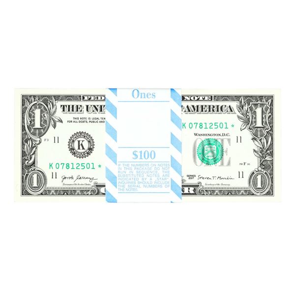 Pack of (100) Consecutive 2017 $1 Federal Reserve Star Notes Dallas