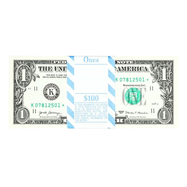 Pack of (100) Consecutive 2017 $1 Federal Reserve Star Notes Dallas