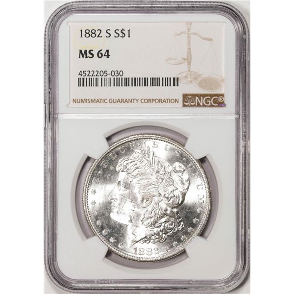 1882-S $1 Morgan Silver Dollar Coin NGC MS64