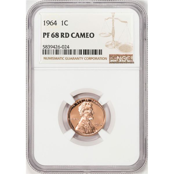 1964 Proof Lincoln Memorial Cent Coin NGC PF68RD Cameo