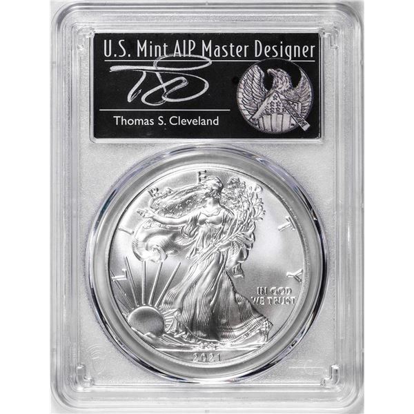 2021-(S) Ty. 1 $1 American Silver Eagle Coin PCGS MS70 Cleveland Signed San Francisco