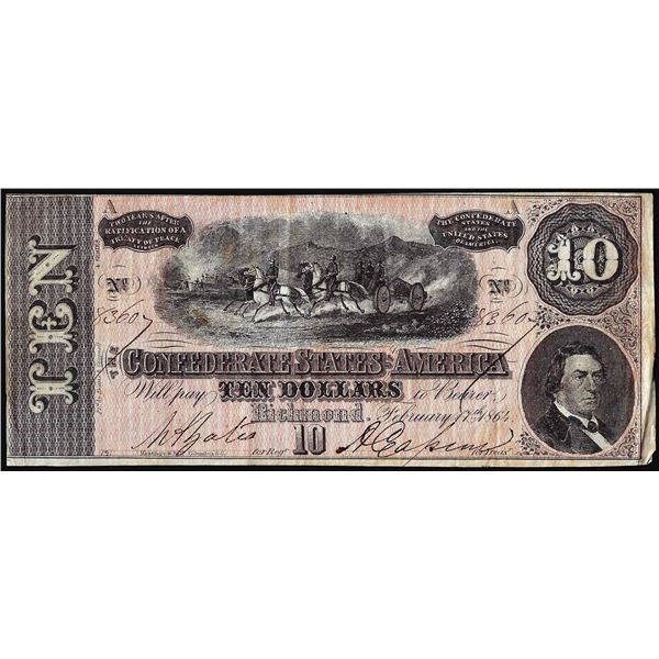 1864 $10 Confederate States of America Note