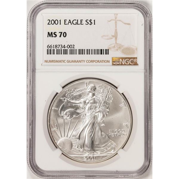 2001 $1 American Silver Eagle Coin NGC MS70