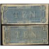 Image 2 : Lot of (2) 1864 $10 Confederate States of America Notes