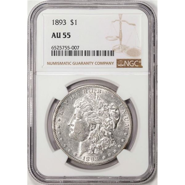 1893 $1 Morgan Silver Dollar Coin NGC AU55