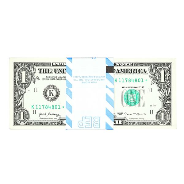 Pack of (100) Consecutive 2017 $1 Federal Reserve Star Notes Dallas