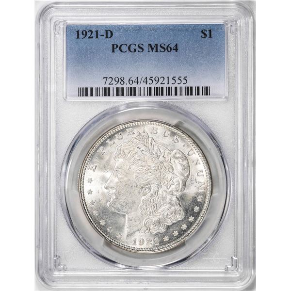 1921-D $1 Morgan Silver Dollar Coin PCGS MS64