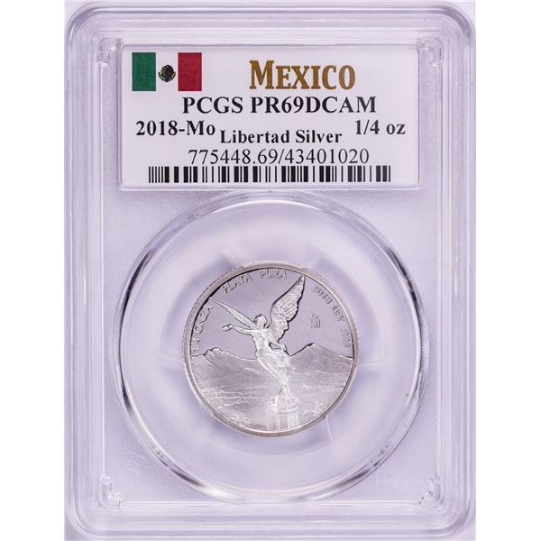 2018-Mo Mexico Proof 1/4 oz Silver Libertad Coin PCGS PR69DCAM