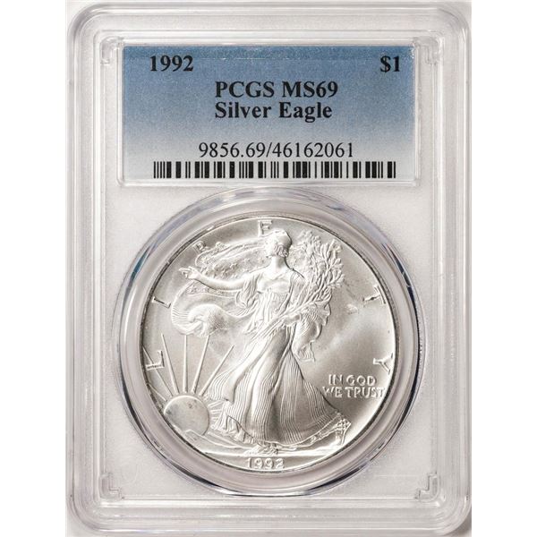 1992 $1 American Silver Eagle Coin PCGS MS69