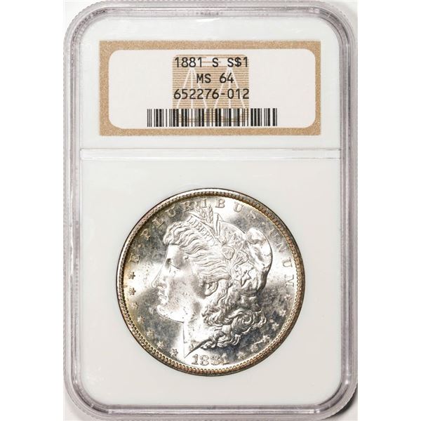 1881-S $1 Morgan Silver Dollar Coin NGC MS64