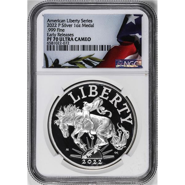 2022-P Liberty Series 1oz Silver Medal NGC PF70 Ultra Cameo Early Releases