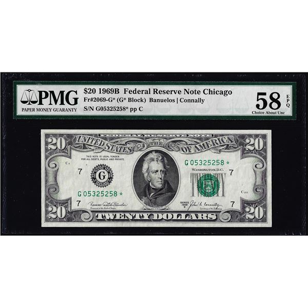 1969B $20 Federal Reserve Star Note Fr.2069-G* PMG Choice About Uncirculated 58EPQ