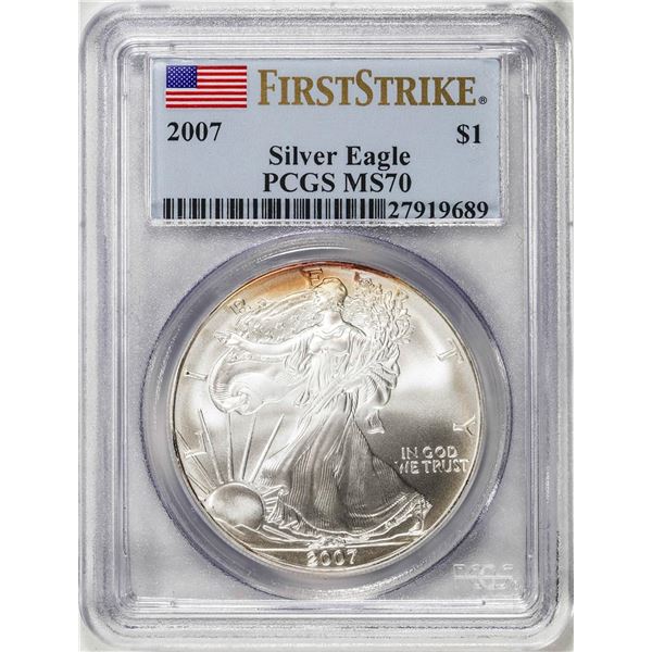 2007 $1 American Silver Eagle Coin PCGS MS70 First Strike