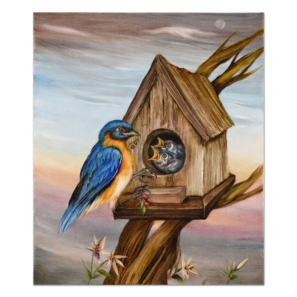 Martin Katon "Mama Bluebird" Original Oil Painting on Canvas