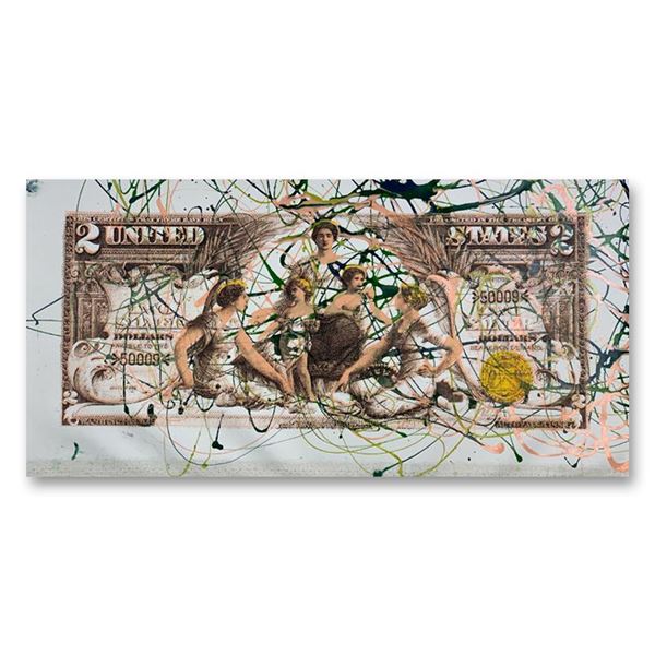 Steve Kaufman (1960-2010)  1896 Silver Certificate ($2)  Original Mixed Media