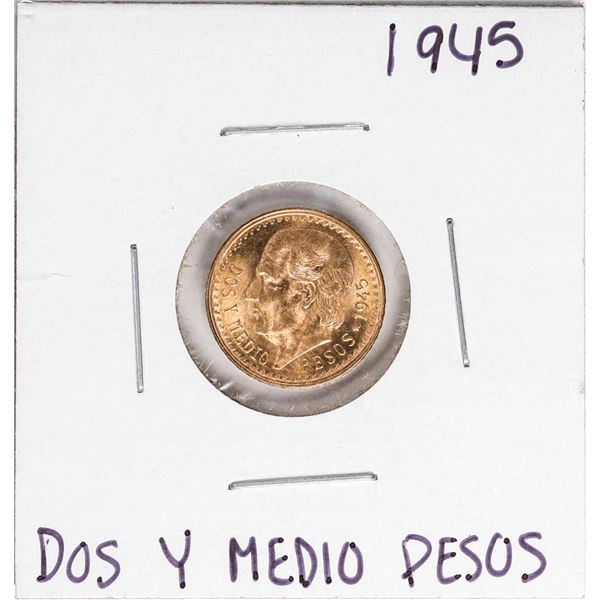 1945 Mexico Dos Y Medio Pesos Gold Coin