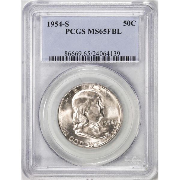 1954-S Franklin Half Dollar Coin PCGS MS65FBL