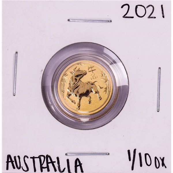 2021 Australia $15 Lunar Year of the Ox 1/10 Oz Gold Coin