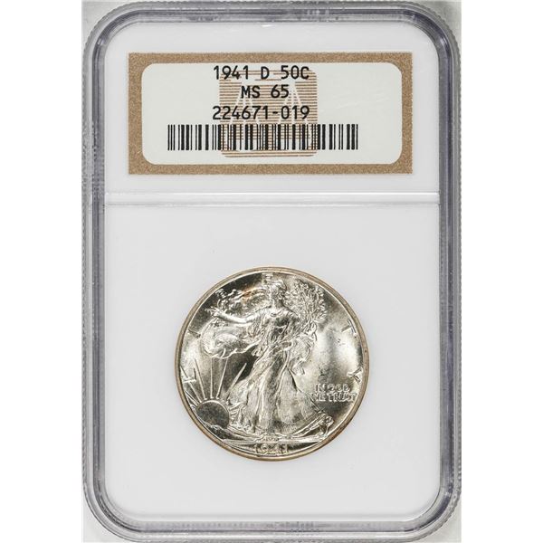 1941-D Walking Liberty Half Dollar Coin NGC MS65