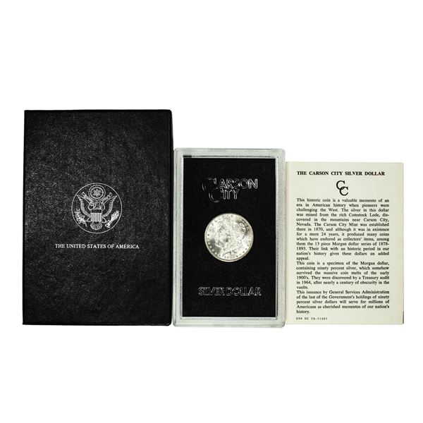 1882-CC $1 Morgan Silver Dollar Coin GSA Hoard Uncirculated w/Box and COA Nice Toning