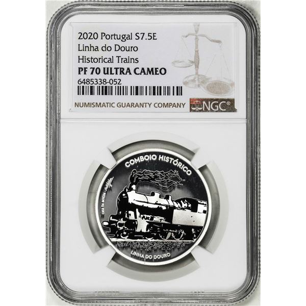 2020 Portugal 7.5 Euros Ibero Historic Train Proof Silver Coin NGC PF70 Ultra Cameo