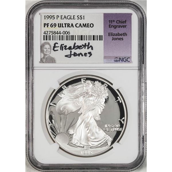 1995-P $1 Proof American Silver Eagle Coin NGC PF69 Ultra Cameo E. Jones Signature