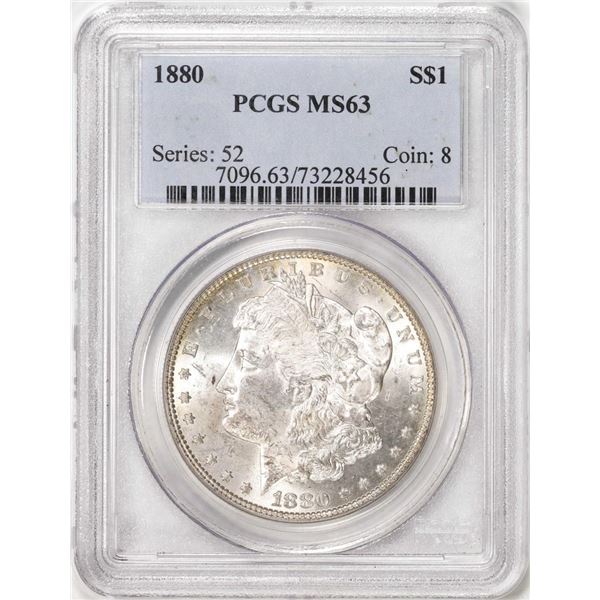 1880 $1 Morgan Silver Dollar Coin PCGS MS63