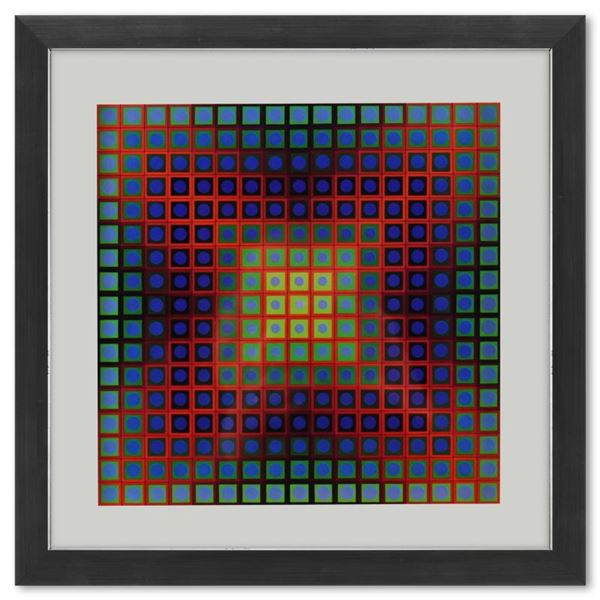 Victor Vasarely "Kezdi De La Serie Folklore Planetaire" Mixed Media Print On Paper